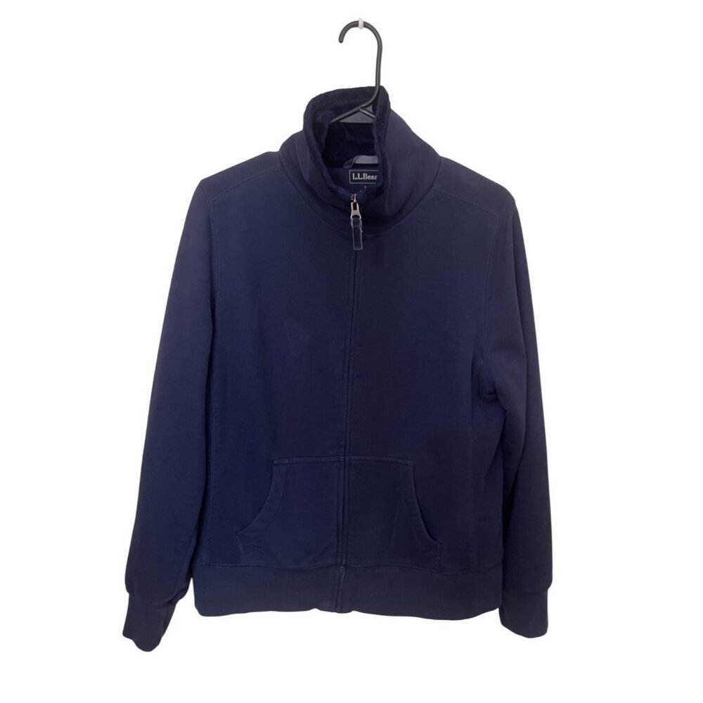 L.L.Bean Womens Navy Fleece-Lined Full-Zip‎ Jacket L Cotton Polyester Blend